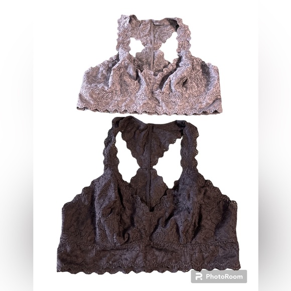 Felina Lingerie Lace racerback Bras size large black and gray - Picture 1 of 9